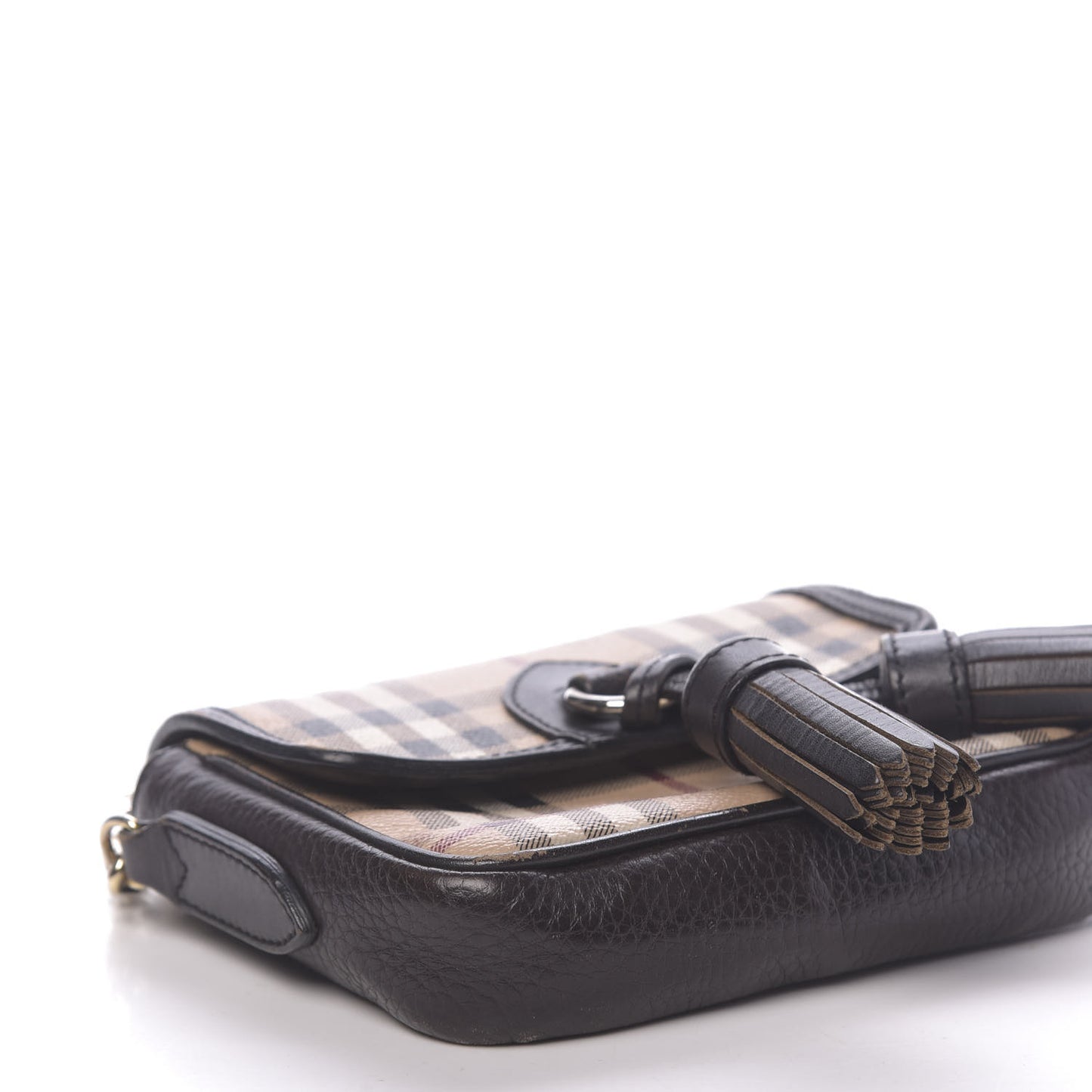 Haymarket Check Mini Tassel Crossbody Bag Chocolate