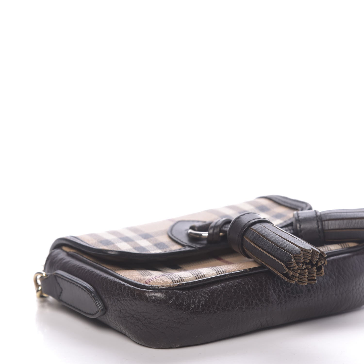 Burberry Haymarket Check Mini Tassel Crossbody Bag Chocolate 7 of 14