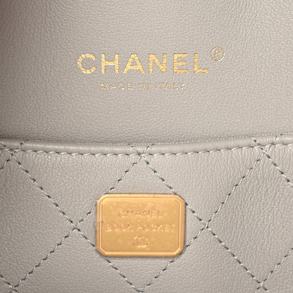 Chanel Calfskin Quilted Book Pocket Shopping Tote Grey 6 of 9