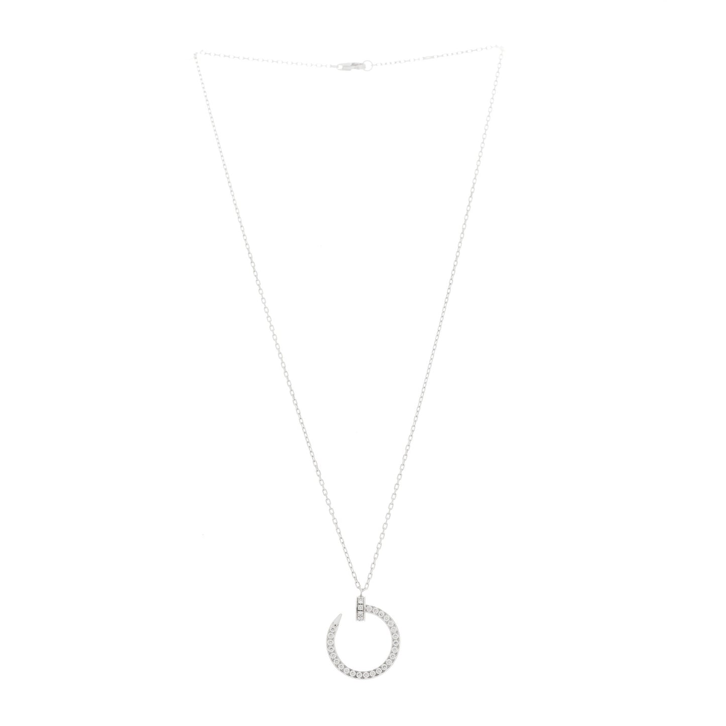 18K White Gold Diamond Juste Un Clou Paved Pendant Necklace