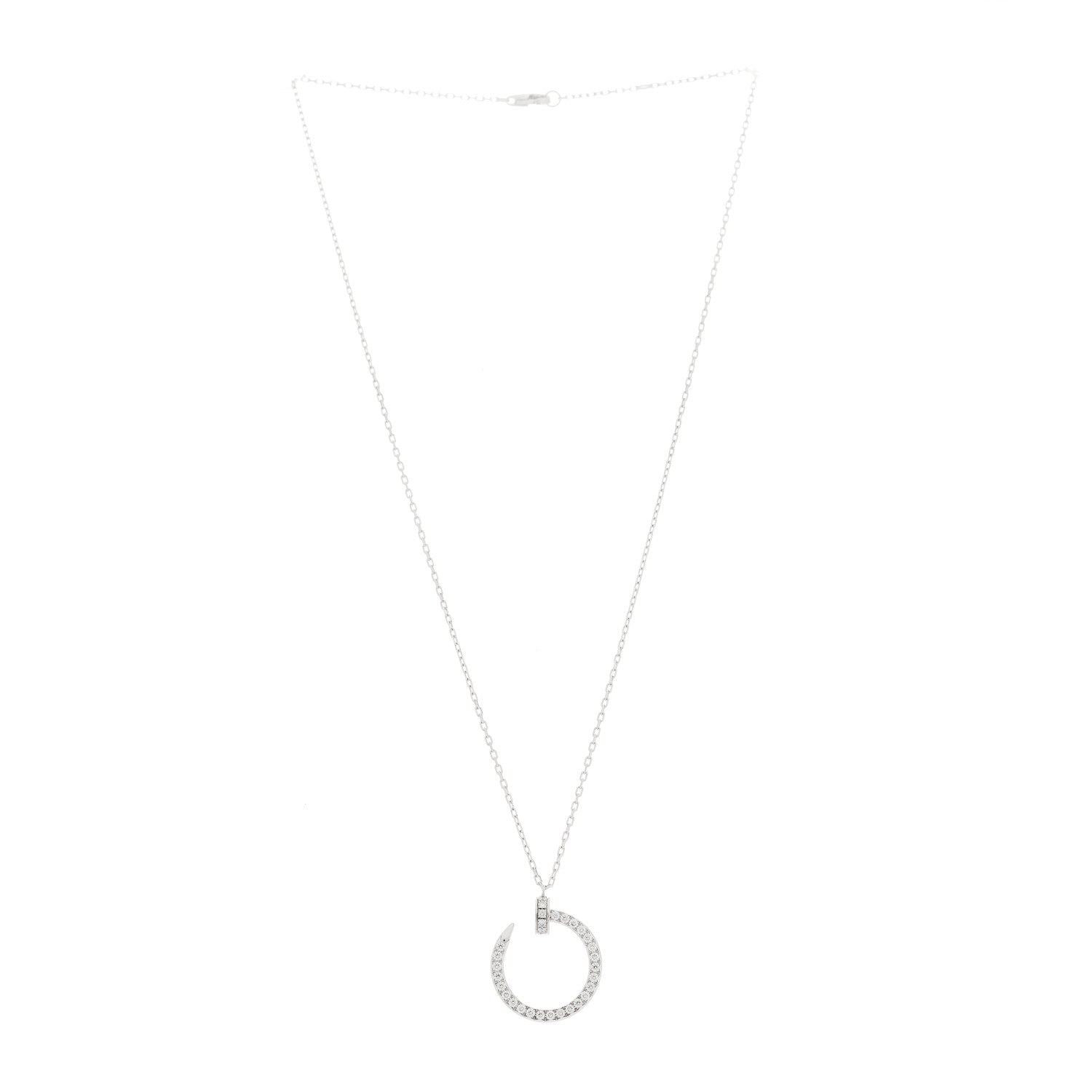 Cartier 18K White Gold Diamond Juste Un Clou Paved Pendant Necklace 3 of 5