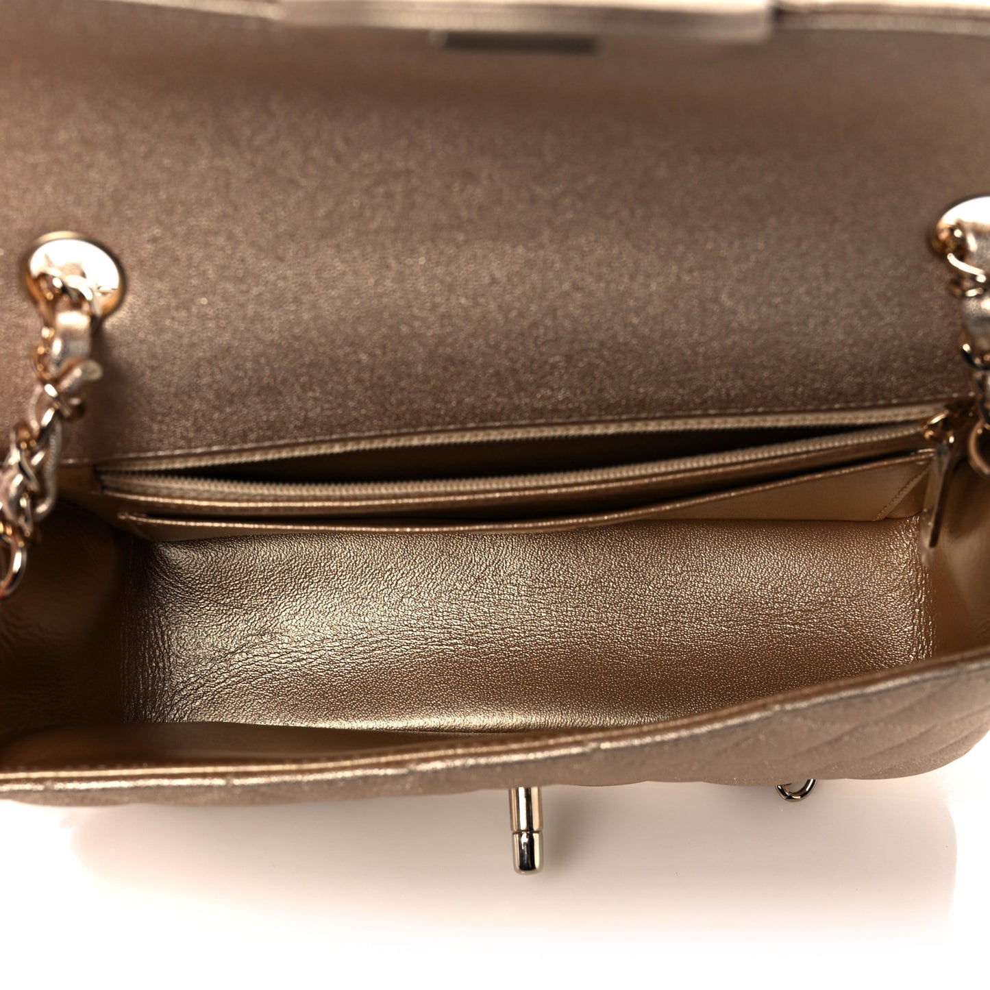 Metallic Lambskin Quilted Mini Rectangular Flap Gold