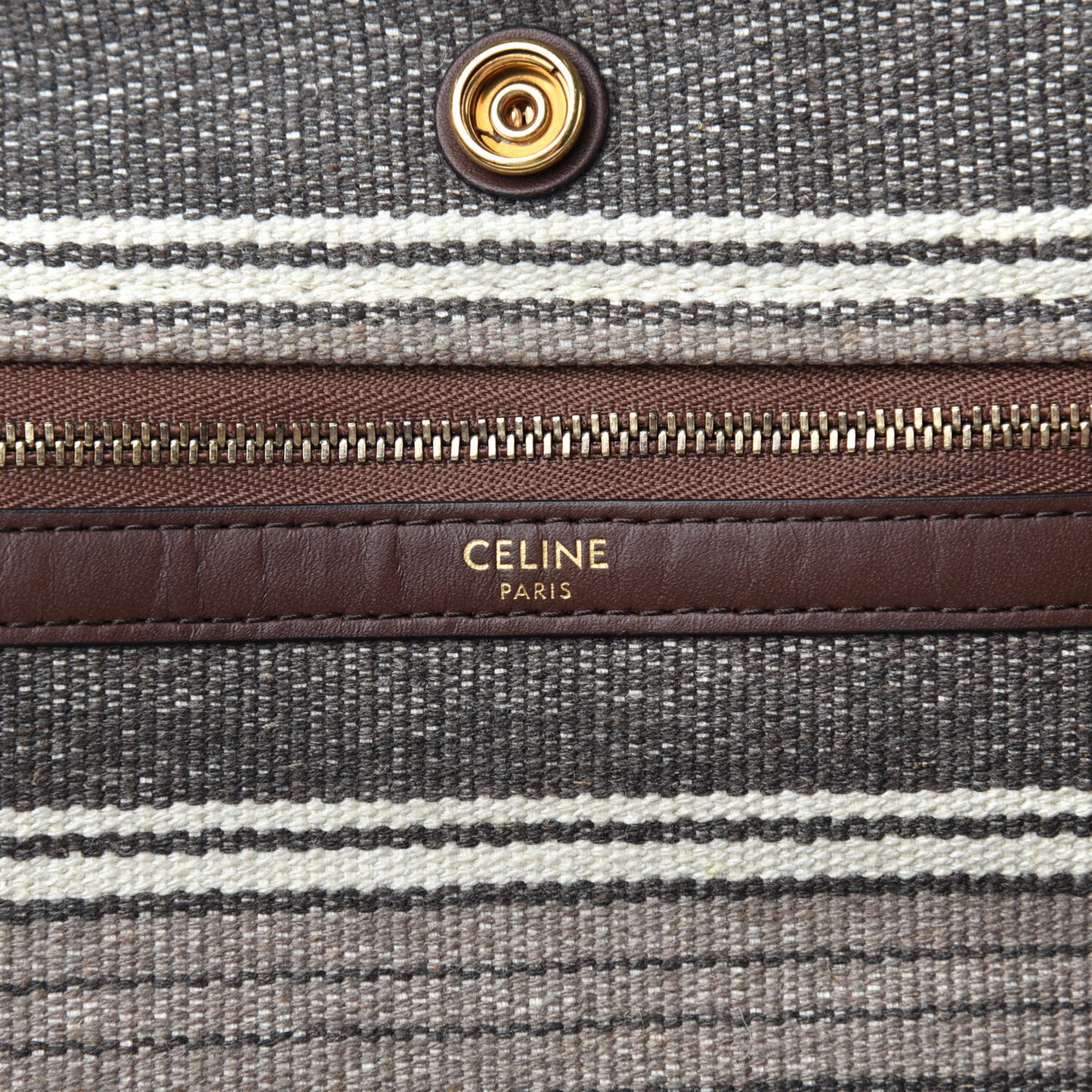 Canvas Calfskin Jacquard Vertical Cabas Grey Brown