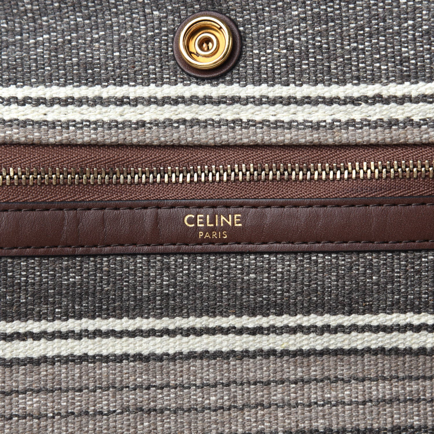 Celine Canvas Calfskin Jacquard Vertical Cabas Grey Brown 8 of 9