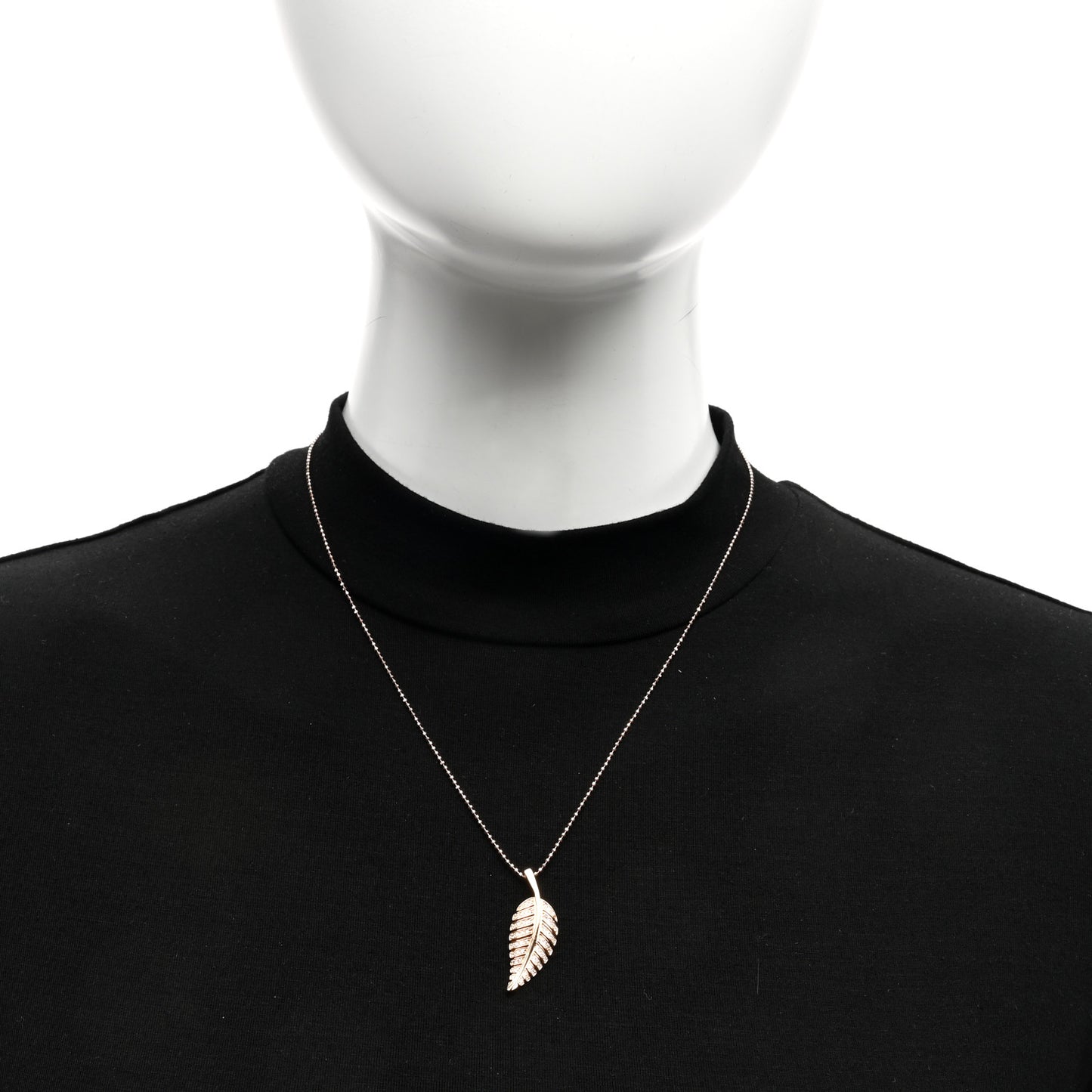 18K Rose Gold Diamond Small Leaf Pendant Necklace