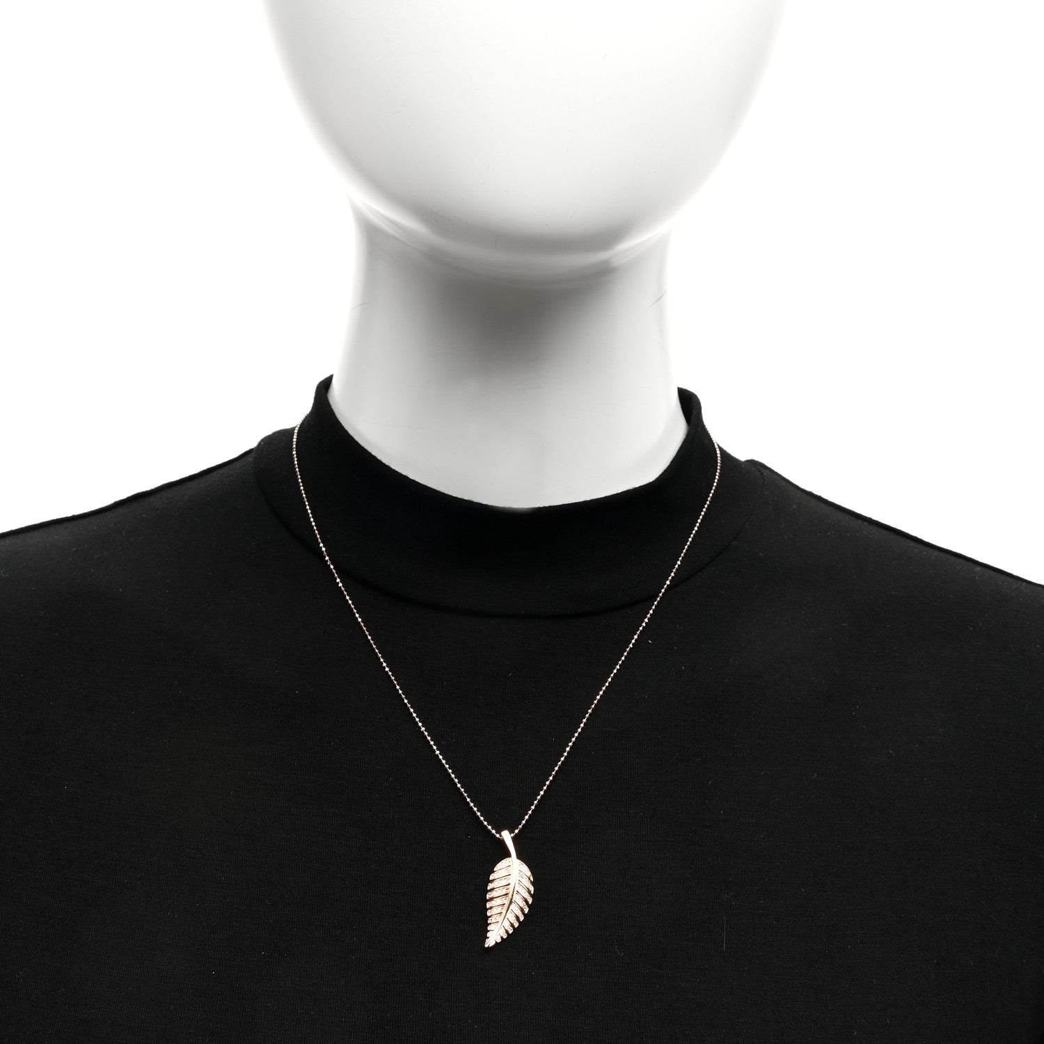 Jennifer Meyer 18K Rose Gold Diamond Small Leaf Pendant Necklace 2 of 4