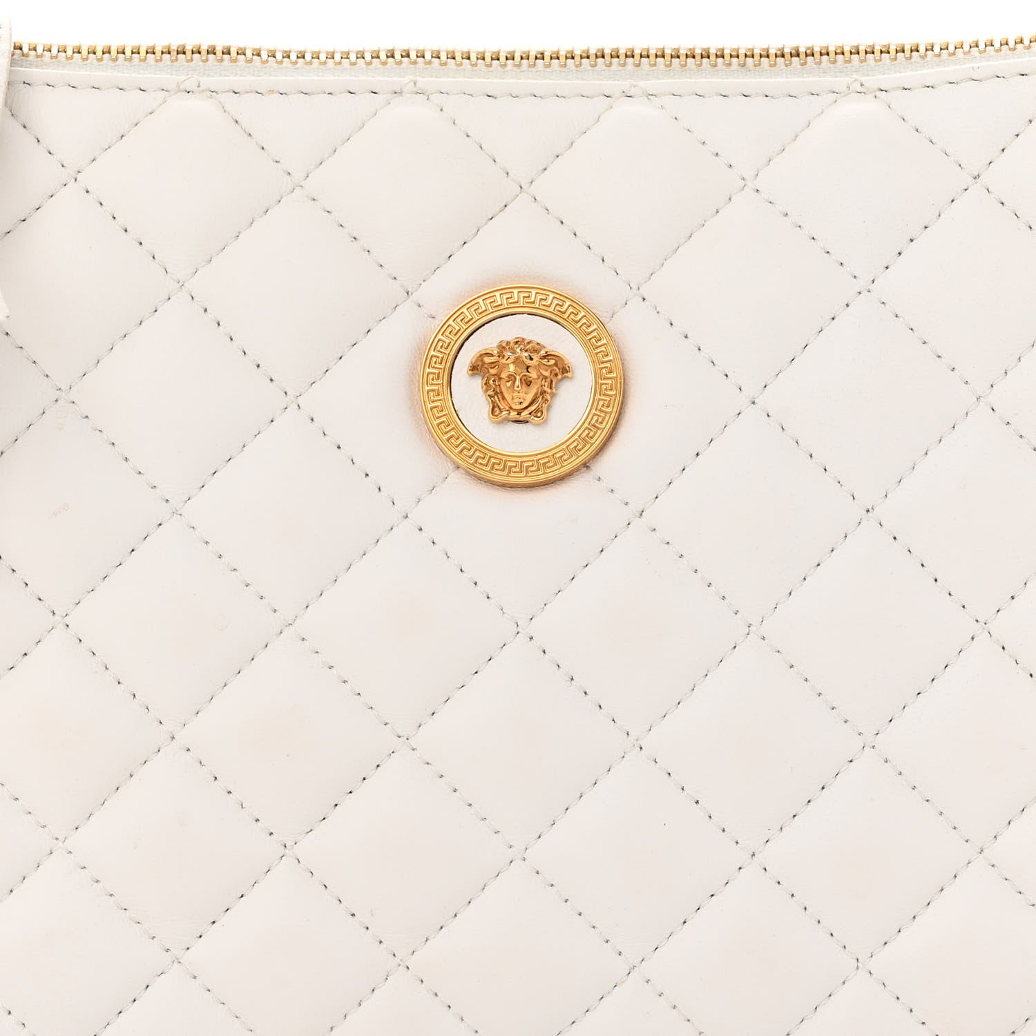Versace Calfskin Quilted Small Tribute Icon Pouch White 7 of 10