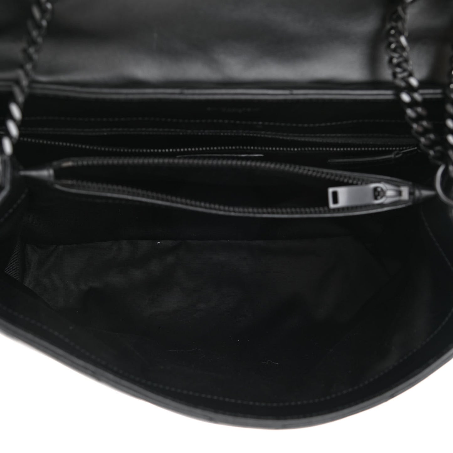 Calfskin Y Quilted Monogram Monochrome Medium Loulou Chain Satchel Black