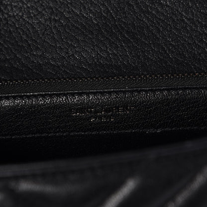 Saint Laurent Sheepskin Matelasse Chevron Monogram Large College Satchel Black 6 of 9