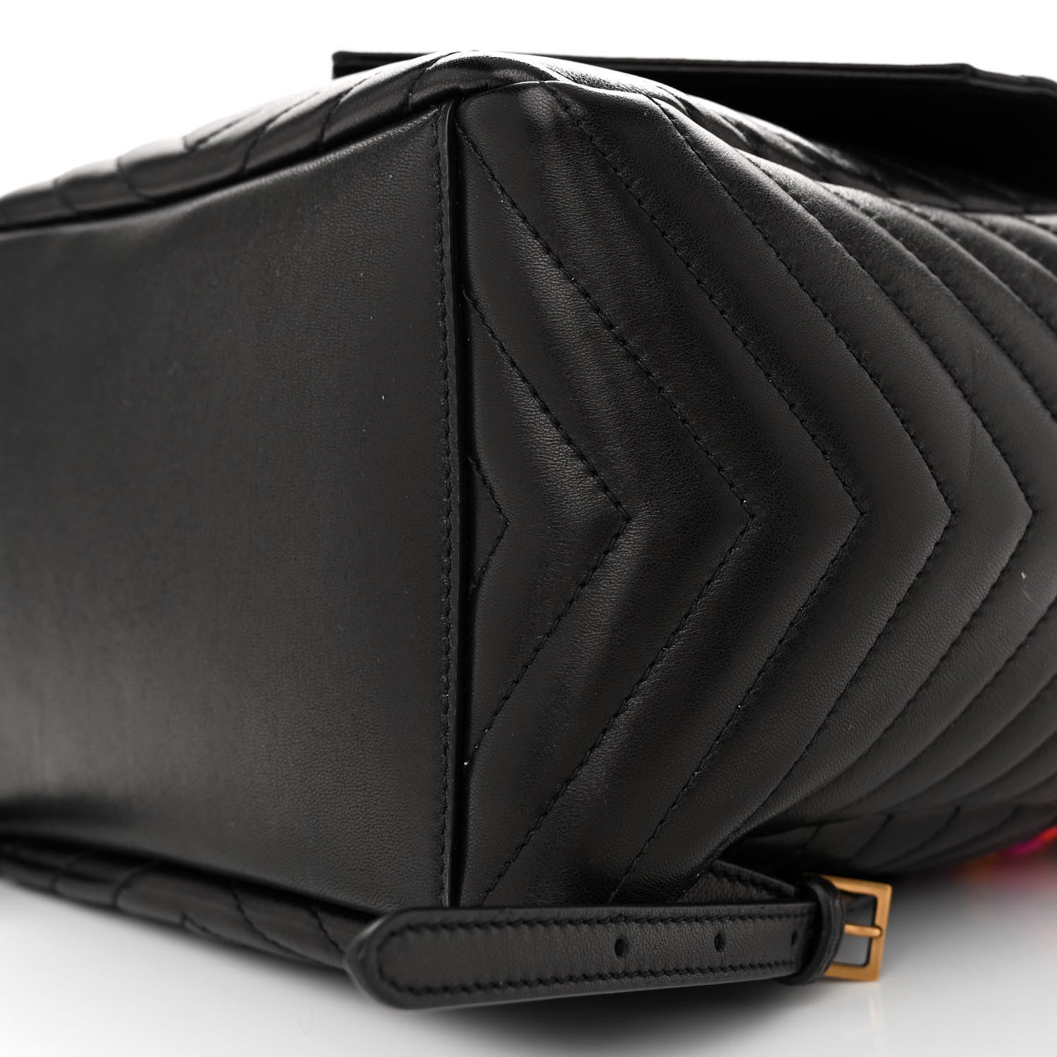 Saint Laurent Tweed Lambskin Matelasse Monogram Joe Backpack Black Rosso Multicolor 10 of 10