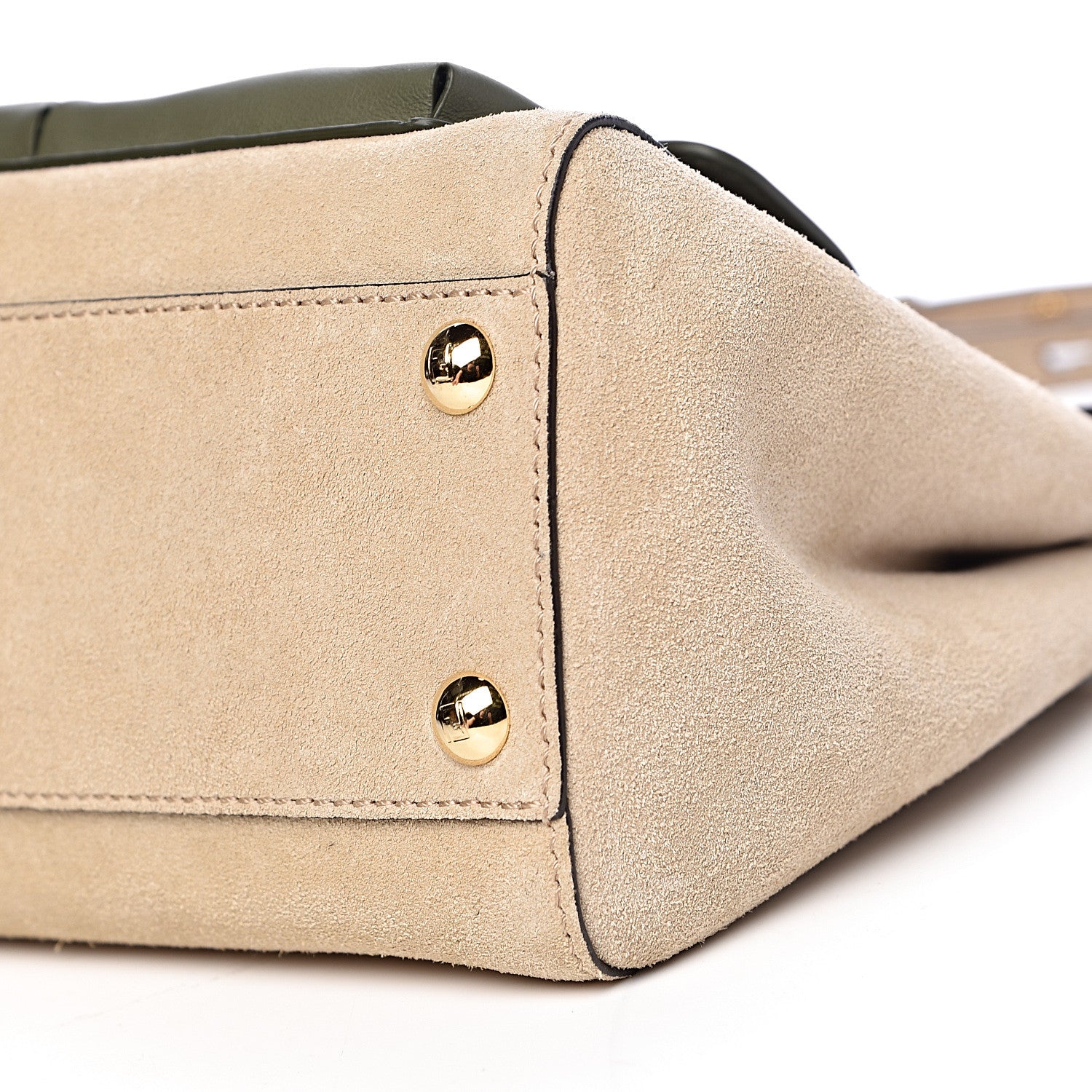 Fendi Suede Shiny Nappa Mini Pocket Peekaboo Iconic Satchel Nude Equatore 9 of 10