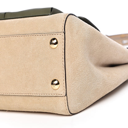 Fendi Suede Shiny Nappa Mini Pocket Peekaboo Iconic Satchel Nude Equatore 9 of 10