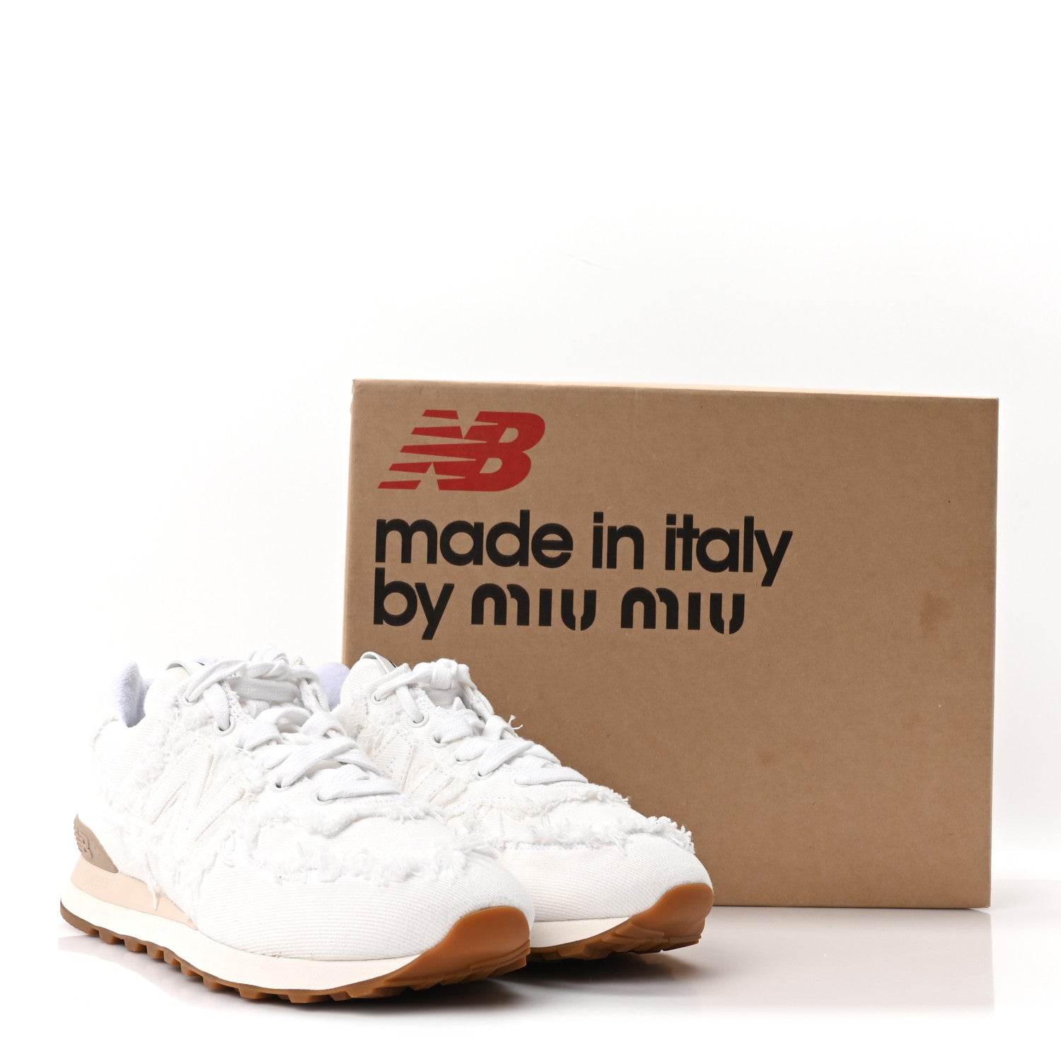 Miu Miu X NEW BALANCE Denim Marmorizzato 574 Sneakers 38.5 White 9 of 9