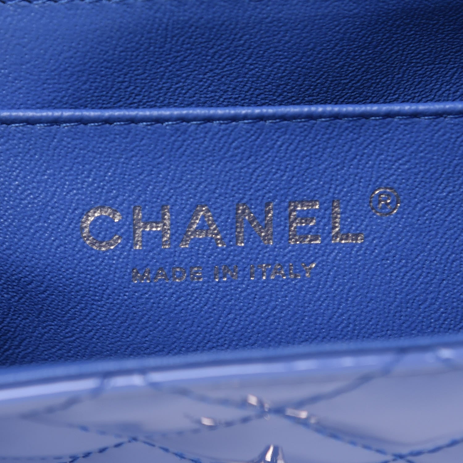 Chanel Patent Calfskin Quilted Mini Rectangular Flap Blue 6 of 7