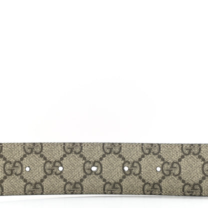 Gucci GG Supreme Monogram Plutone Calfskin Enamel Double G 40mm Belt 80 32 Beige Ebony Mystic White 5 of 5