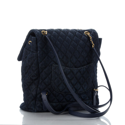 Chanel Washed Denim Quilted Large Urban Spirit Backpack Dark Blue 3 of 8