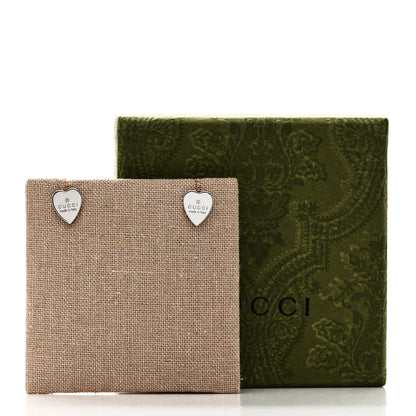 Gucci Sterling Silver Trademark Heart Stud Earrings 5 of 5