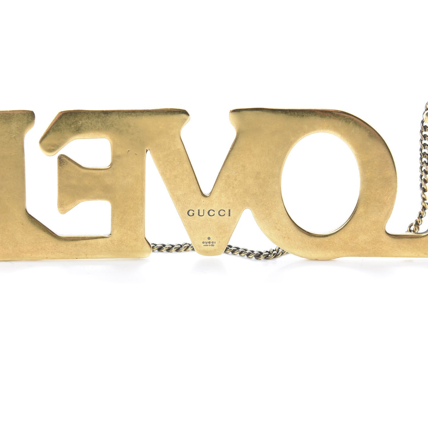 Metal Pearl Loved Necklace Aged Gold