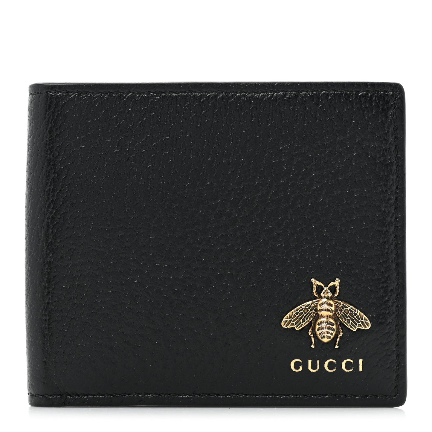 Calfskin Bee Bi-Fold Wallet Black