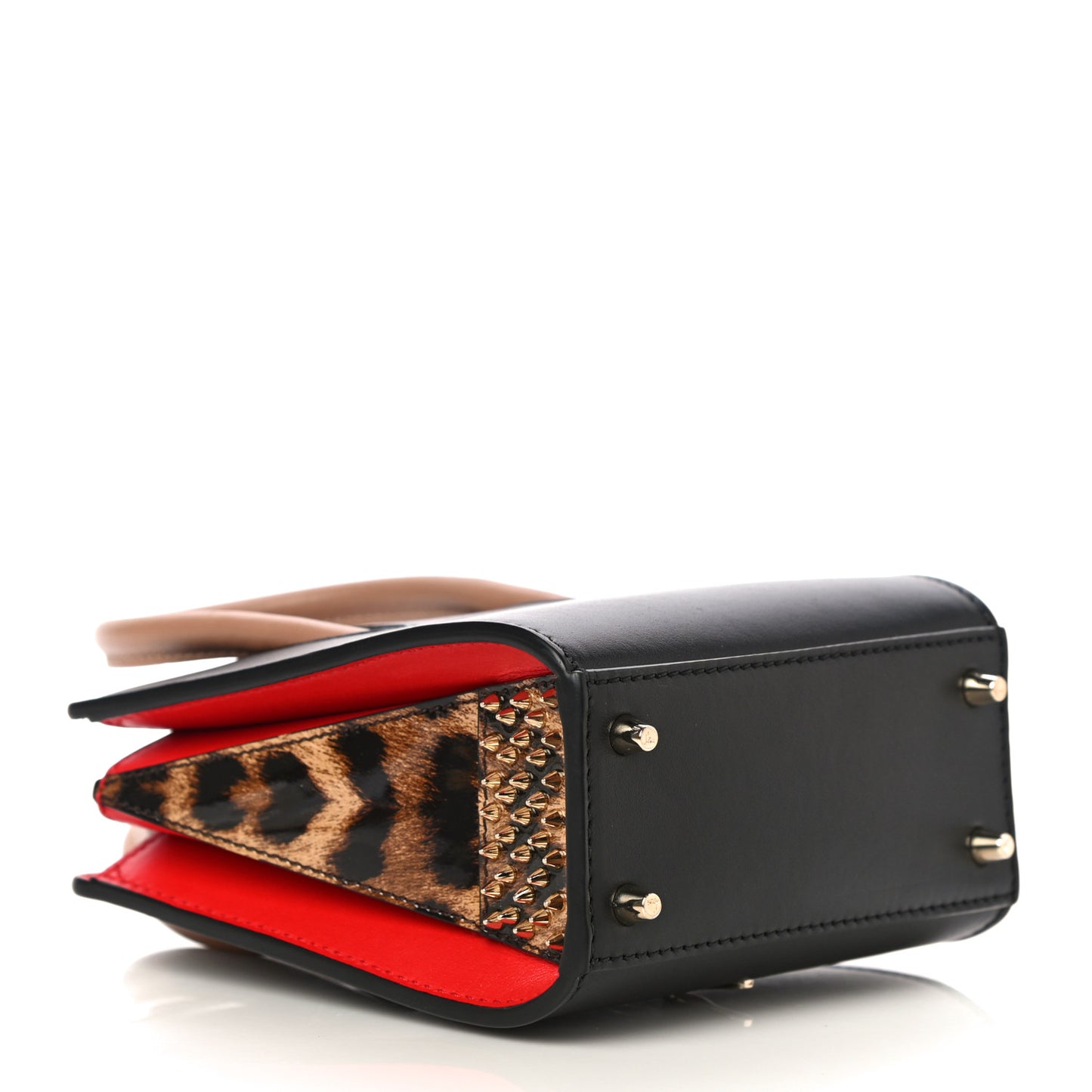 Calfskin Patent Leopard Studded Nano Paloma Black