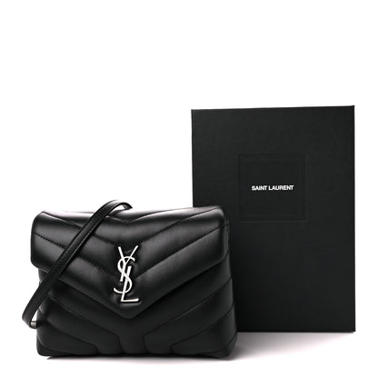 Saint Laurent Calfskin Y Quilted Monogram Toy Loulou Crossbody Bag Black 3 of 12