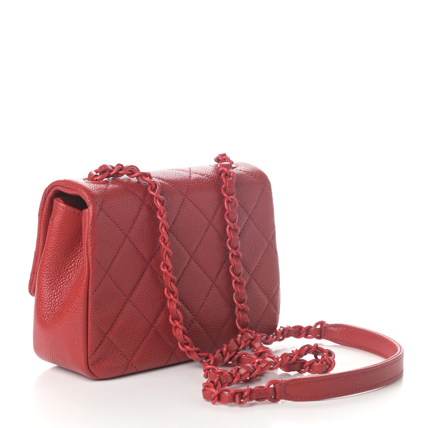 Caviar Quilted Mini Incognito Square Flap Red