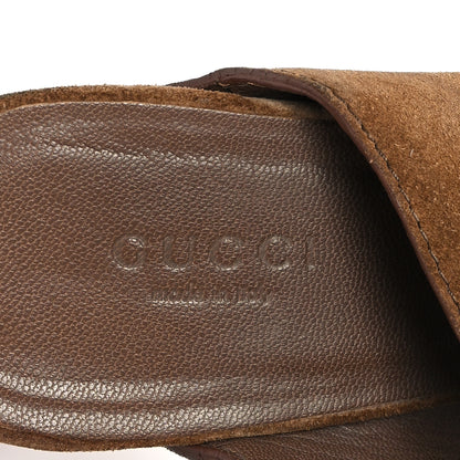 Gucci Suede Horsebit Clog Slide Sandals 37.5 Brown 8 of 10