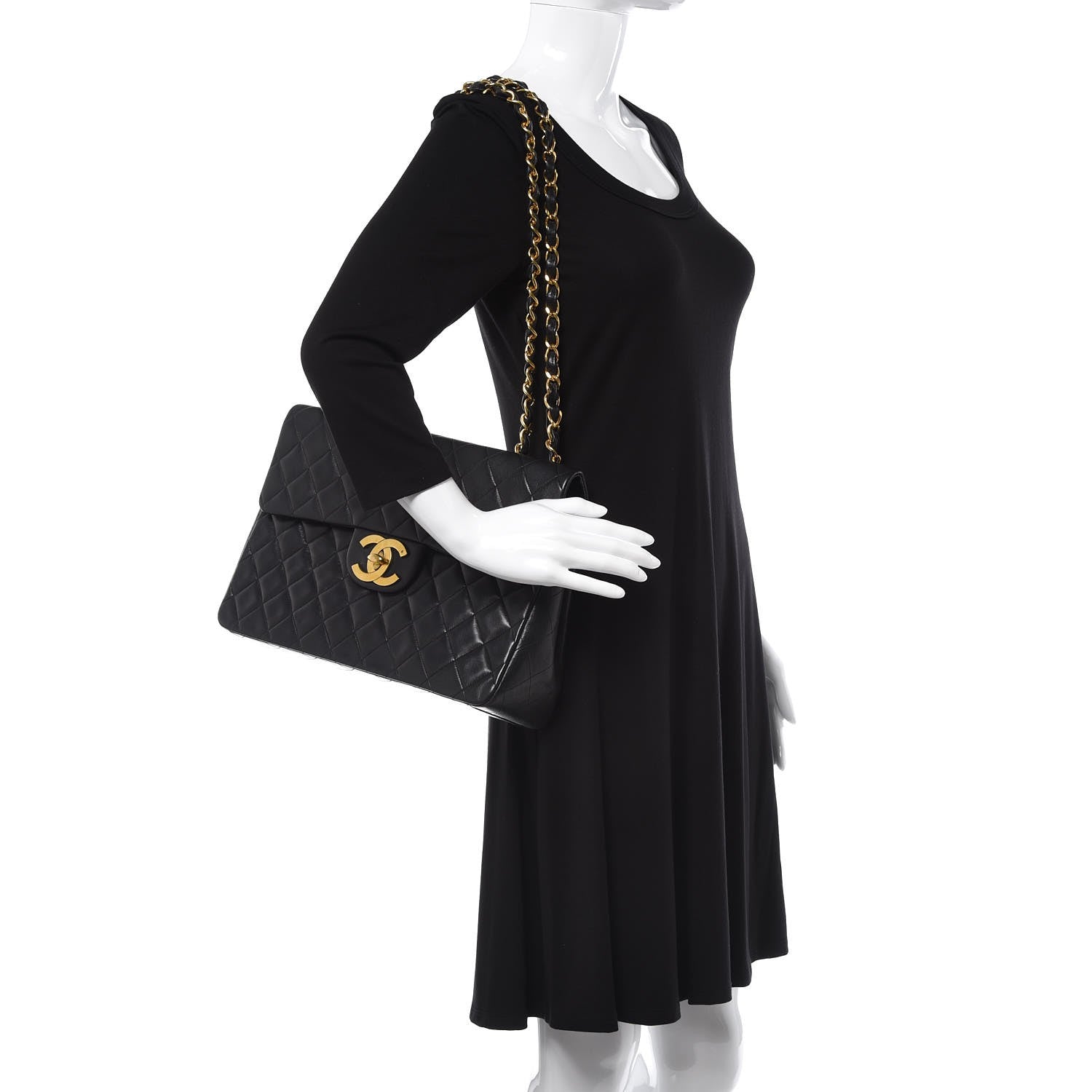 Chanel Lambskin Quilted XL Jumbo Single Flap Black 3 of 10