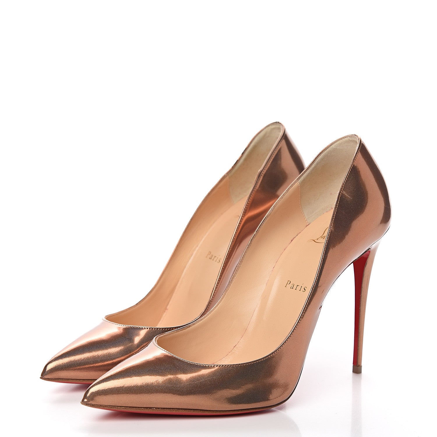 Christian Louboutin Metallic Patent Pigalle Follies 100 Pumps 41.5 Cappuccino 3 of 8