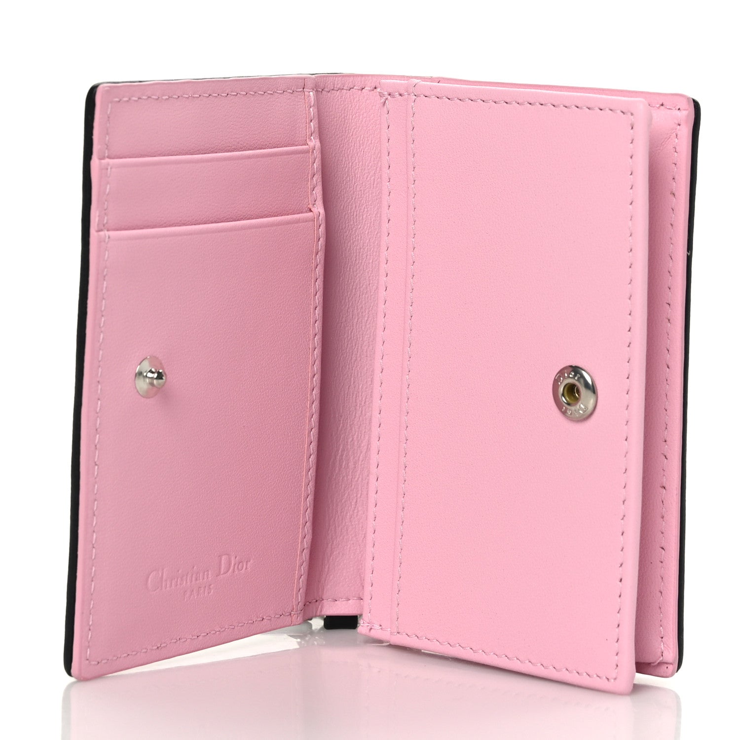 Christian Dior Lambskin Cannage Bi-Color Small Lady Dior Flap Card Holder Black Pink 6 of 9
