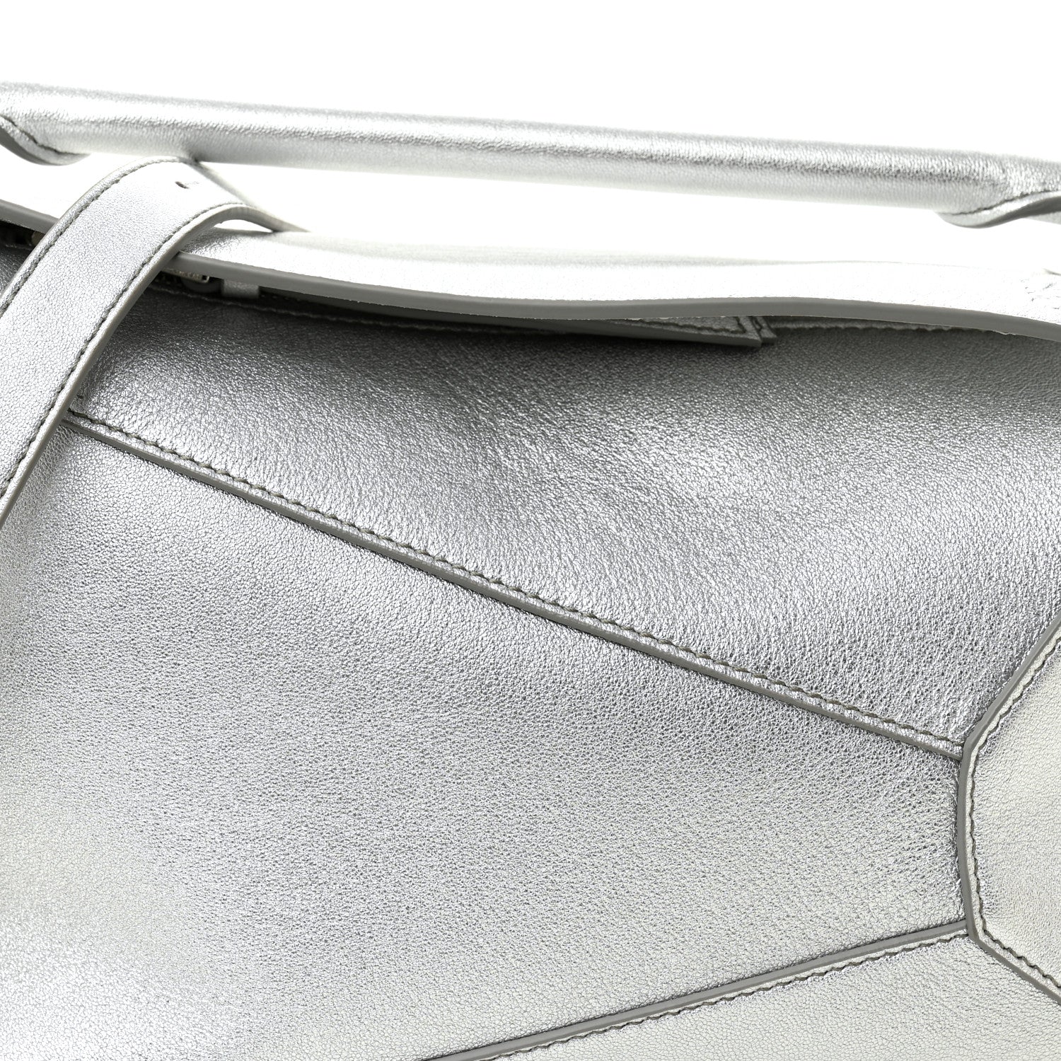 Loewe Laminated Lambskin Small Puzzle Edge Bag Silver 8 of 10