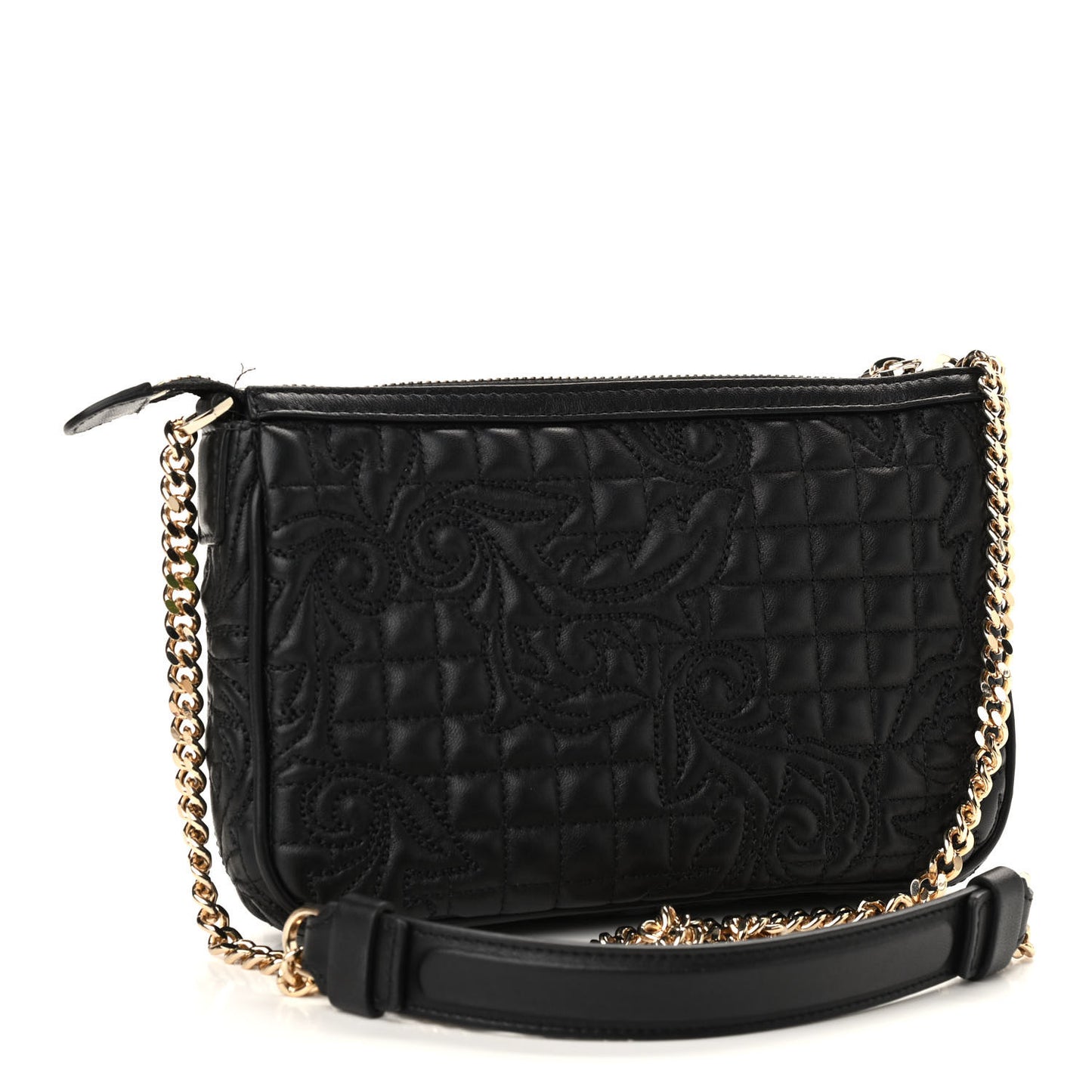 Nappa Barocco Quilted Vanitas Chain Crossbody Bag Black