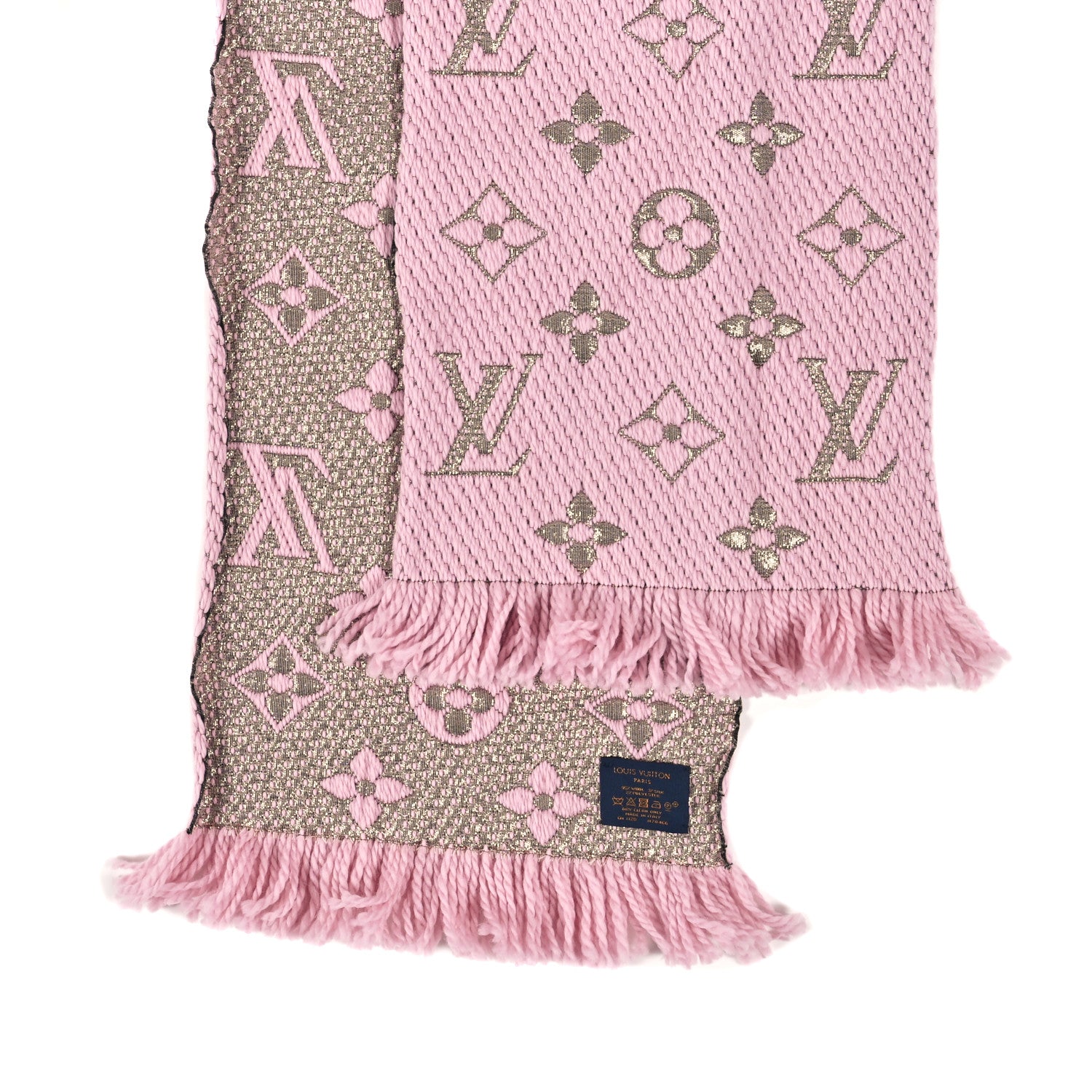 Louis Vuitton Wool Silk Logomania Shine Scarf Pink 2 of 3