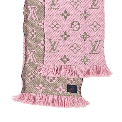 Louis Vuitton Wool Silk Logomania Shine Scarf Pink 2 of 3
