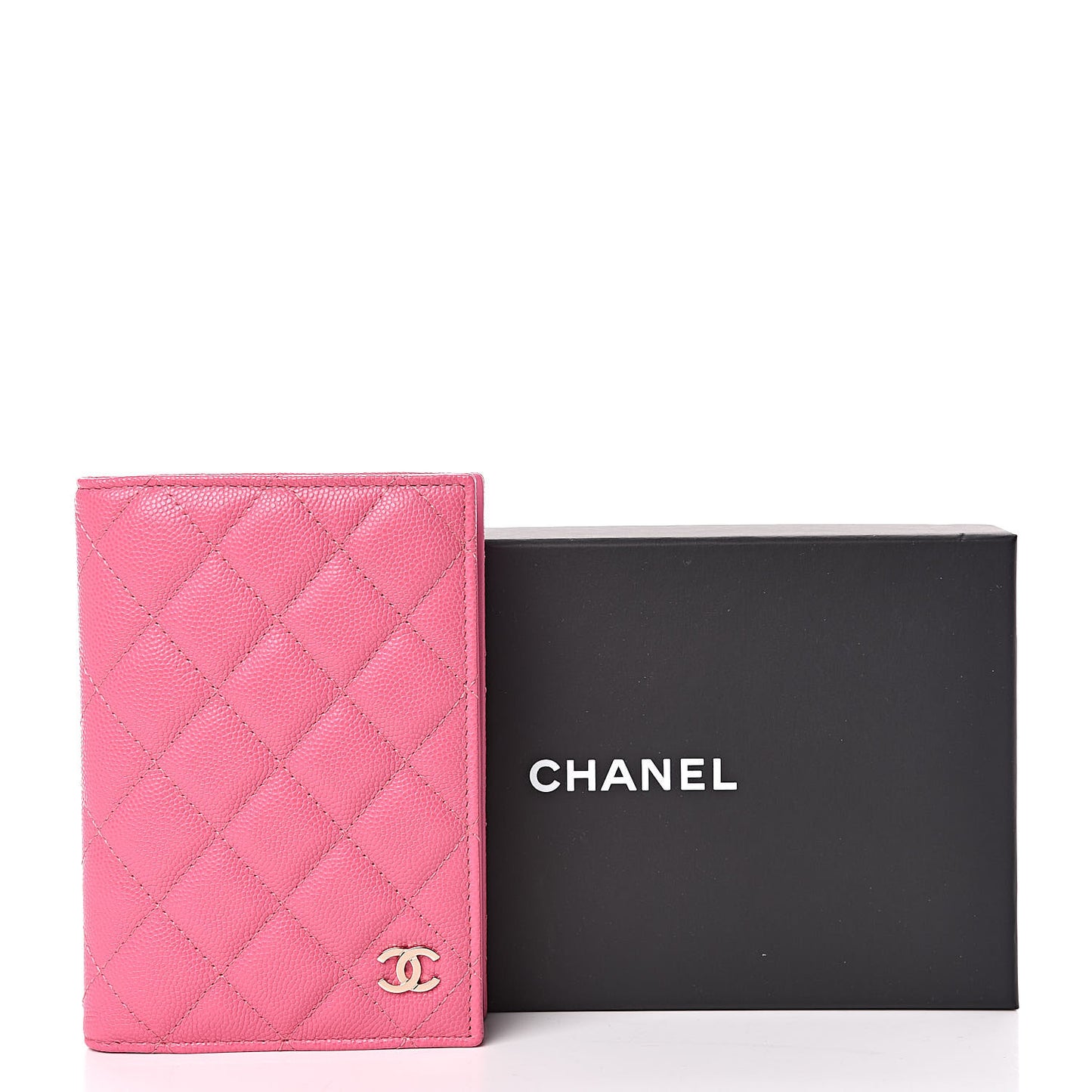 Caviar Quilted Passport Holder Pink