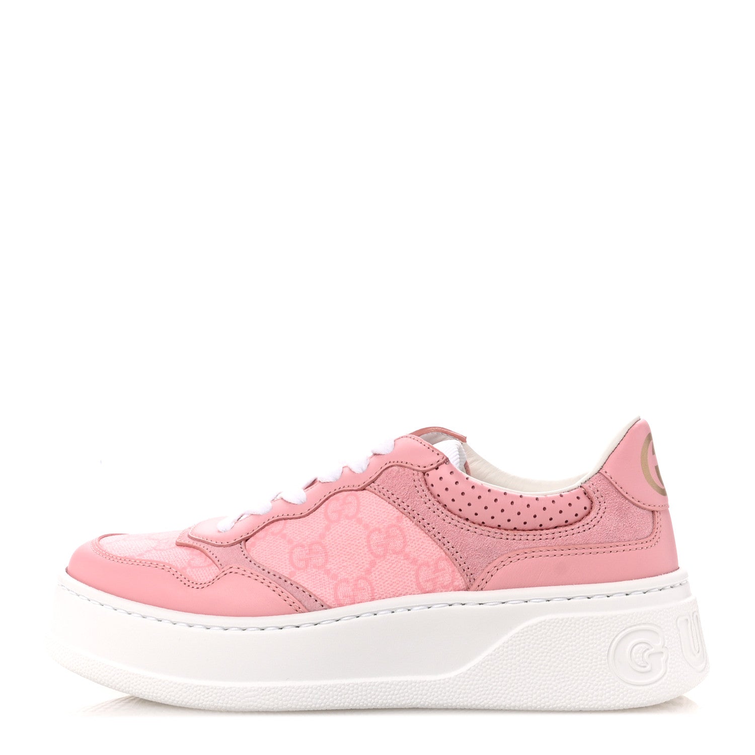 Gucci Calfskin GG Supreme Monogram Womens Platform 55mm Sneakers 35.5 Pink 1 of 9