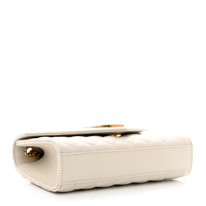 Saint Laurent Nappa Mixed Matelasse Triquilt Small Monogram Satchel Vintage White 4 of 10
