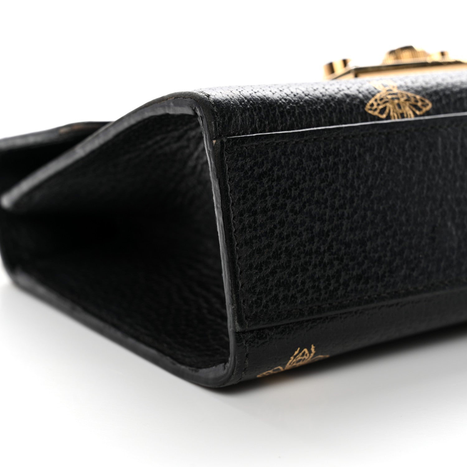 Gucci Grained Calfskin Bee Star Small Padlock Shoulder Bag Black 9 of 20