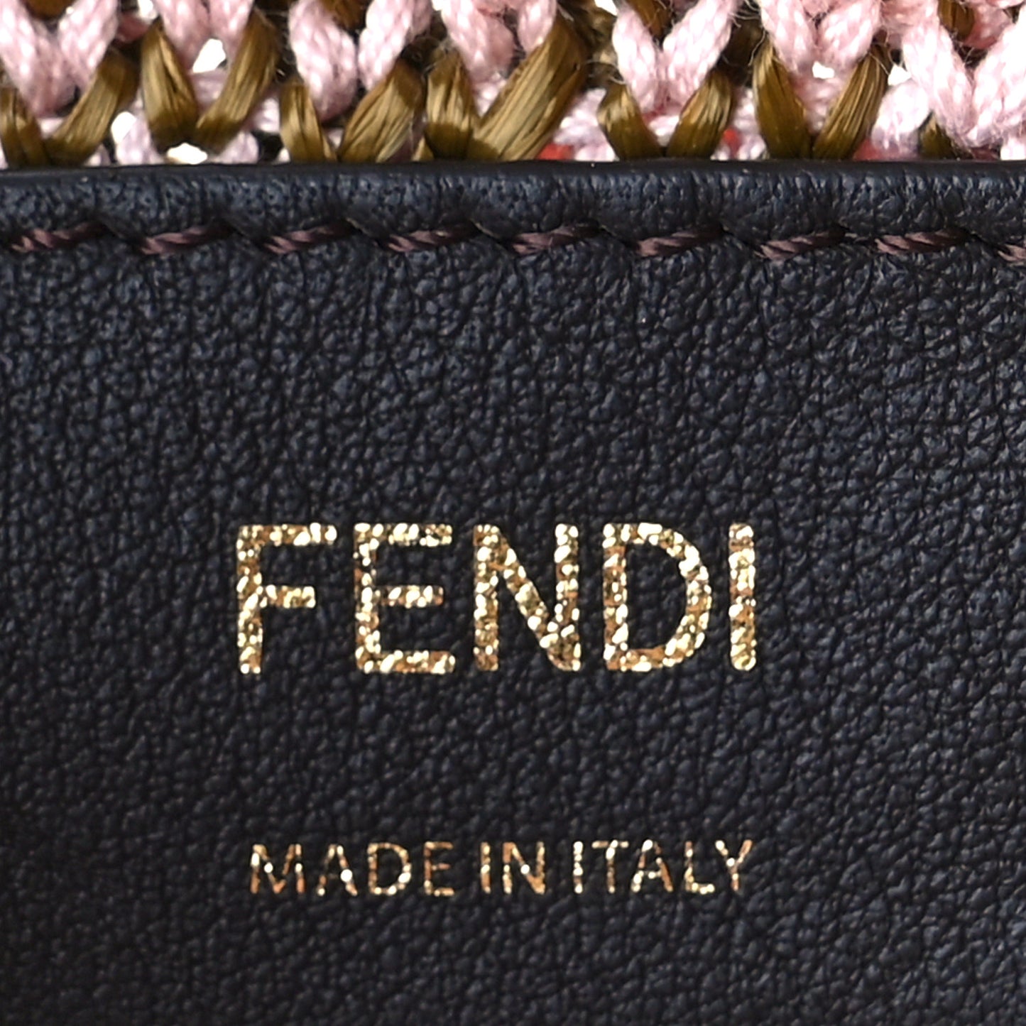 Raffia Vitello King F is Fendi FF Crochet Mini Mon Tresor Bucket Bag Natural Light Rose
