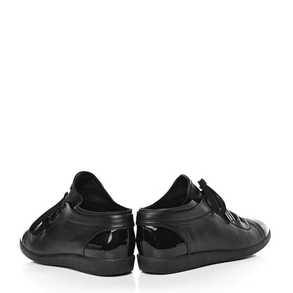 Chanel Lambskin Patent Cap Toe CC Sneakers 38 Black 12 of 13