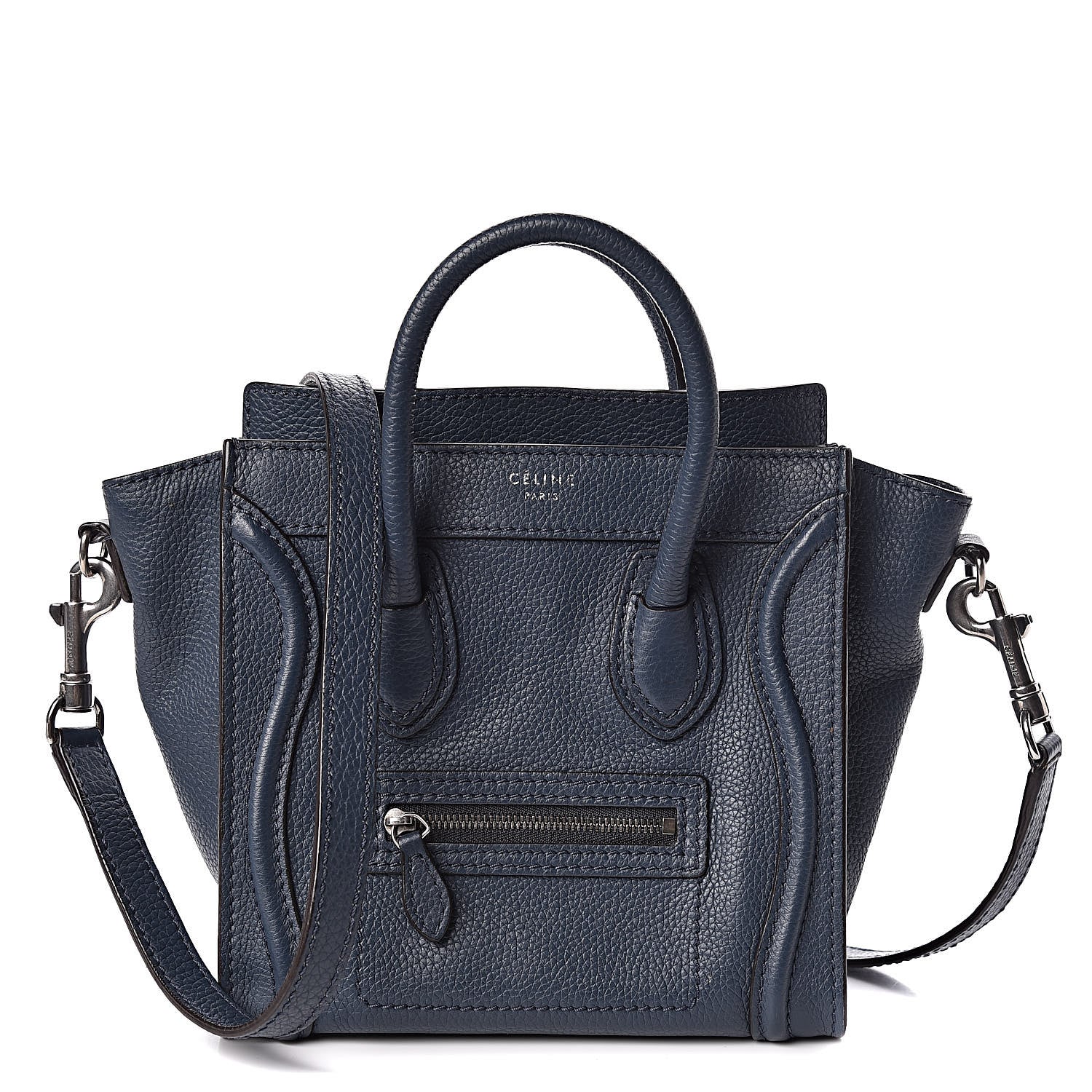 Celine Drummed Calfskin Nano Luggage Orage 1 of 9