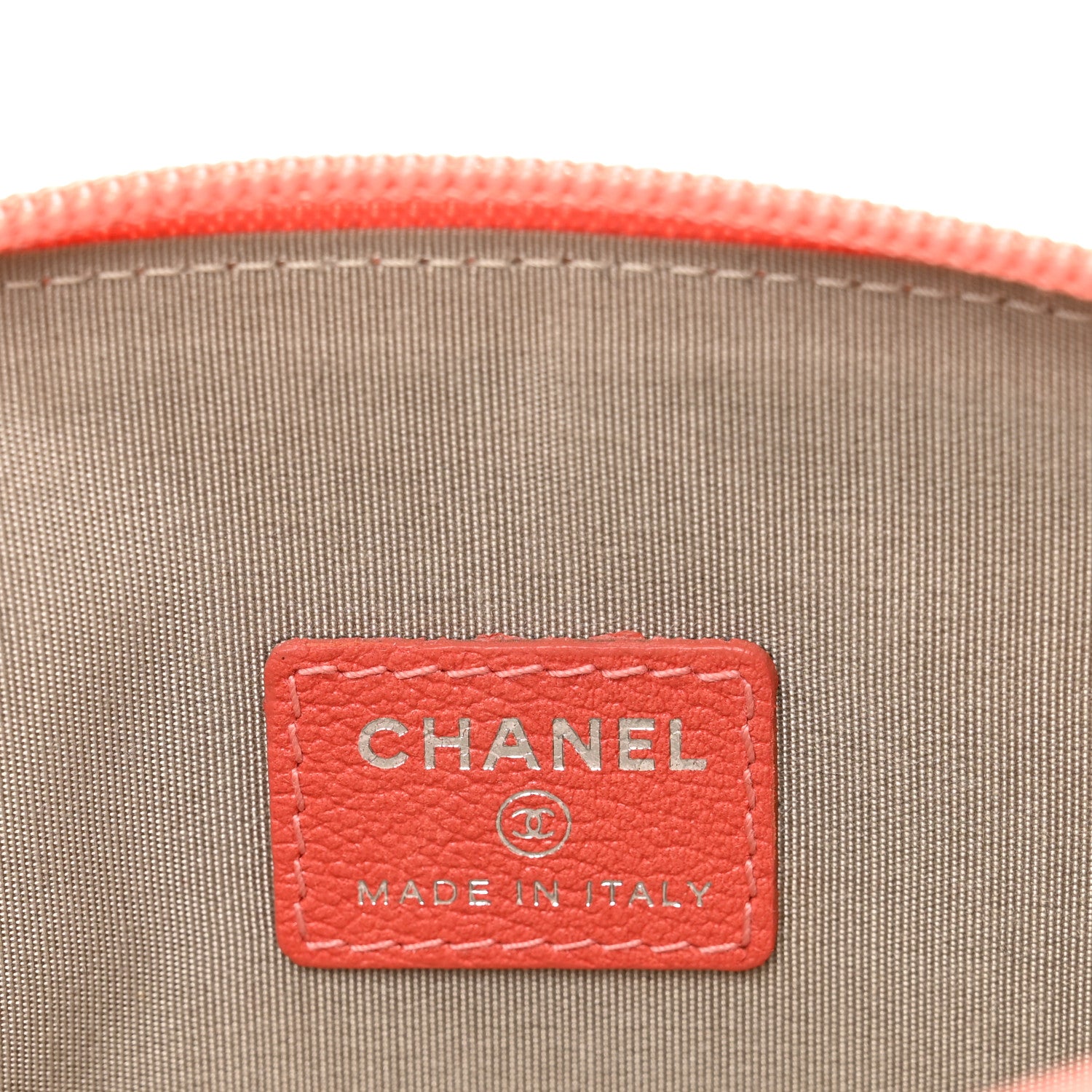 Chanel Goatskin Jacket Embossed Cosmetic Case Orange 6 of 11