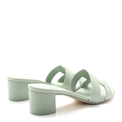 Hermes Calfskin Oasis Sandals 37 Vert D'eau 5 of 10