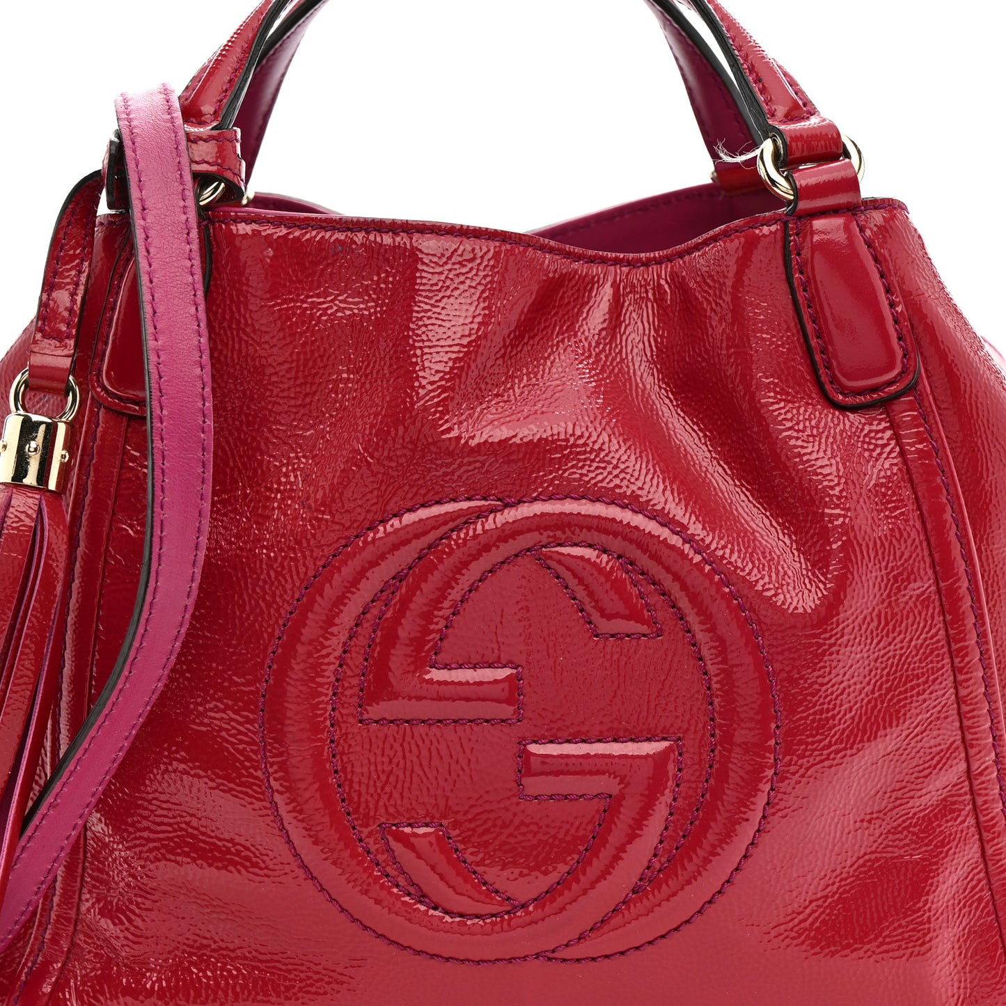 Patent Small Soho Shoulder Bag Bright Bougainvillea