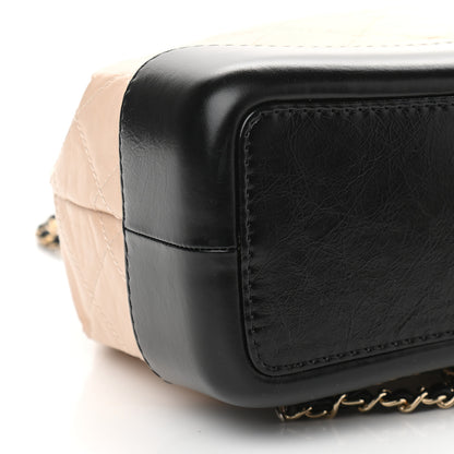 Chanel Aged Calfskin Quilted Small Gabrielle Backpack Beige Black 8 of 9