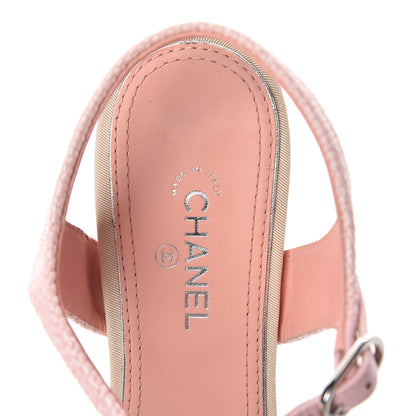 Chanel Fabric Woven Pearl Strappy Sandals 38 Pink 5 of 7
