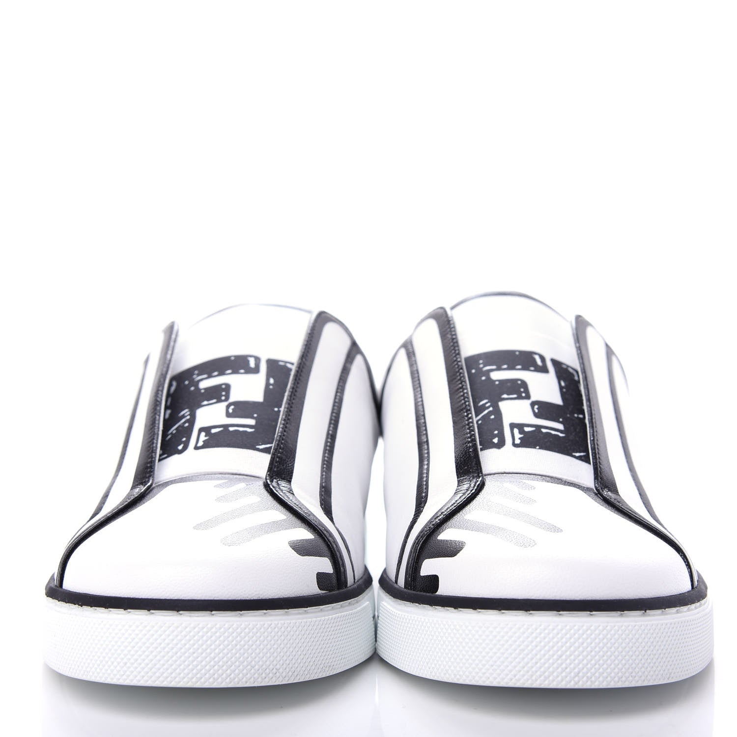 Fendi X JOSHUA VIDES Nappa Rockoclick Slip On Sneakers 39 Snow White Black 2 of 11