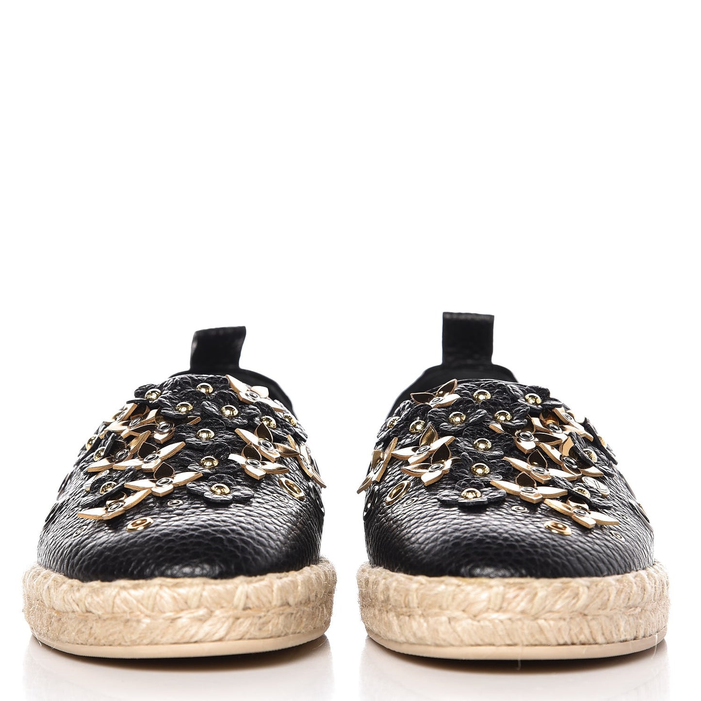 Calfskin Tropical Bloom Espadrille Flat 37 Black