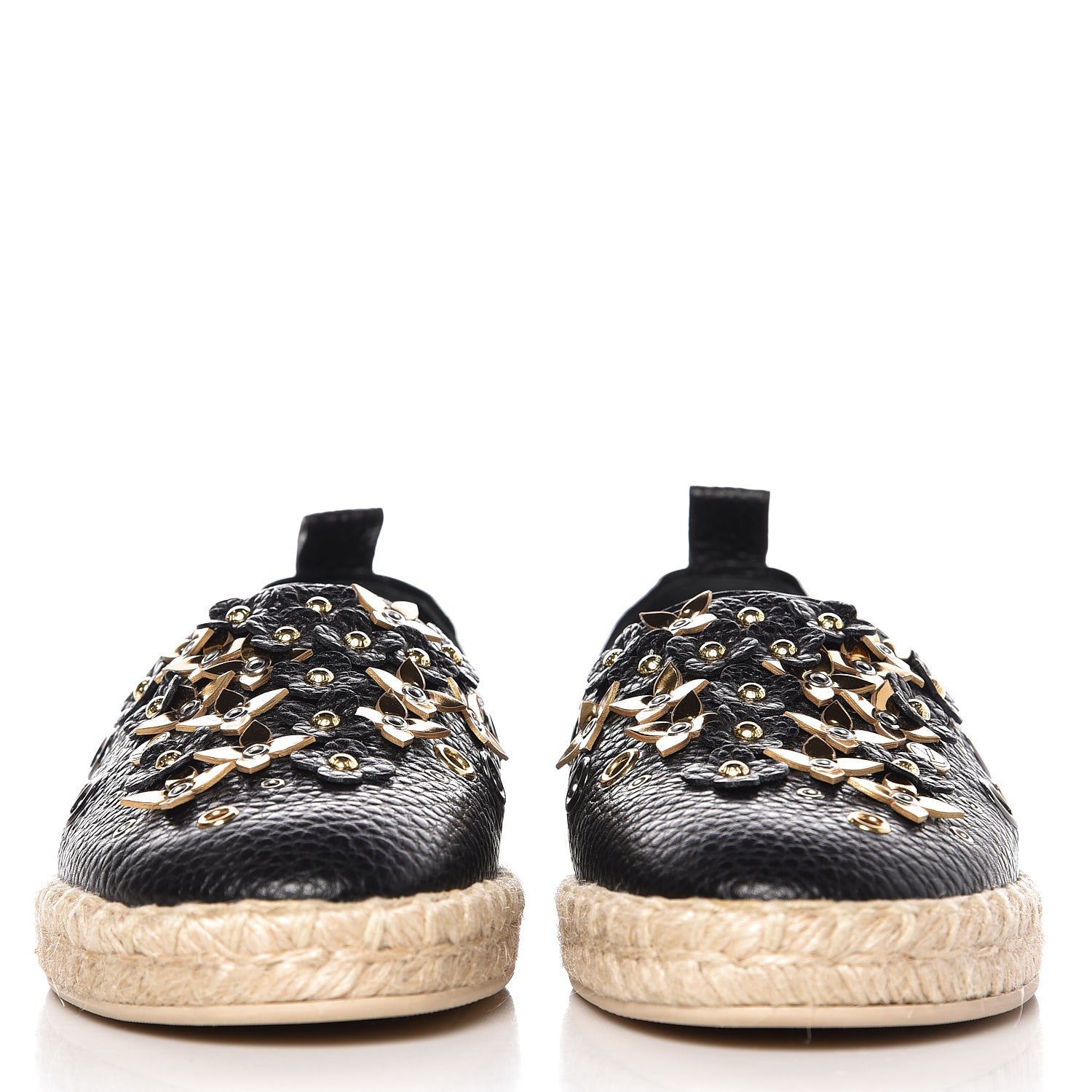 Louis Vuitton Calfskin Tropical Bloom Espadrille Flat 37 Black 2 of 8