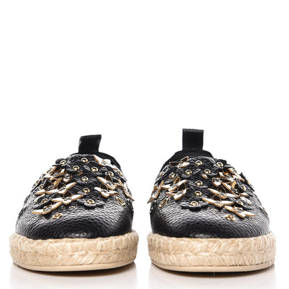 Louis Vuitton Calfskin Tropical Bloom Espadrille Flat 37 Black 2 of 8